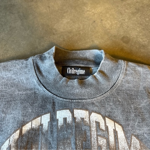 Civil Regime Sofie Crewneck Vintage Ashes Gray Heavyweight Acid Wash Sweatshirt - Picture 4 of 10